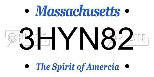 3HYN82 Massachusetts License Plate