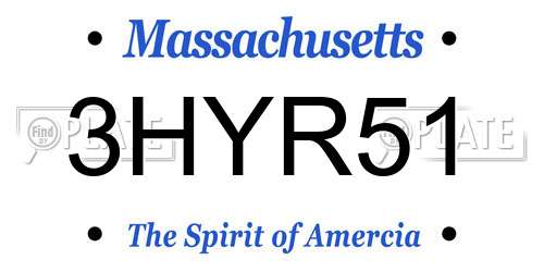 3HYR51 Massachusetts License Plate