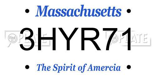 3HYR71 Massachusetts License Plate