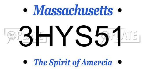 3HYS51 Massachusetts License Plate