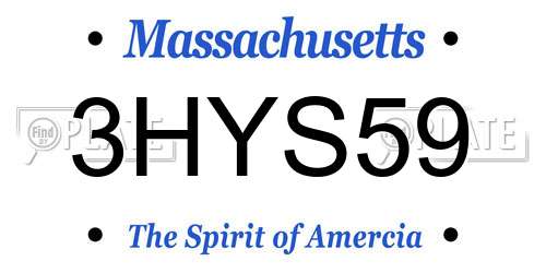 3HYS59 Massachusetts License Plate
