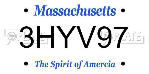 3HYV97 Massachusetts License Plate