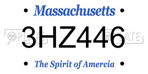 3HZ446 Massachusetts License Plate