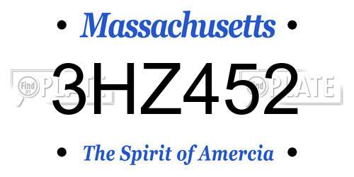3HZ452 Massachusetts License Plate