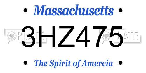 3HZ475 Massachusetts License Plate
