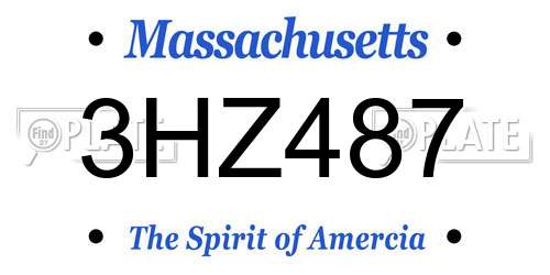 3HZ487 Massachusetts License Plate