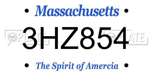 3HZ854 Massachusetts License Plate