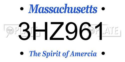 3HZ961 Massachusetts License Plate