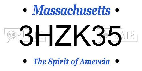 3HZK35 Massachusetts License Plate