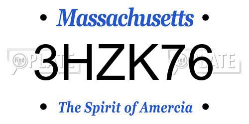 3HZK76 Massachusetts License Plate