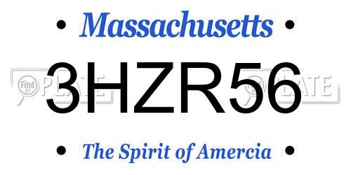 3HZR56 Massachusetts License Plate