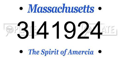 3I41924 Massachusetts License Plate