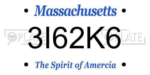 3I62K6 Massachusetts License Plate