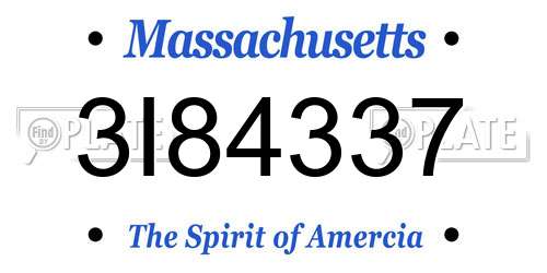 3I84337 Massachusetts License Plate