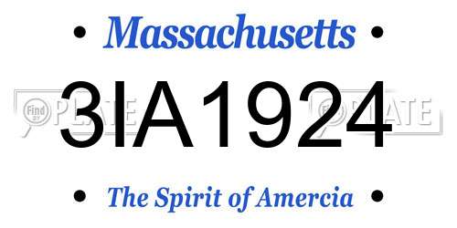 3IA1924 Massachusetts License Plate