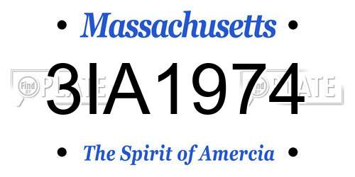 3IA1974 Massachusetts License Plate