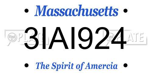 3IAI924 Massachusetts License Plate