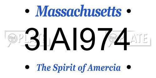 3IAI974 Massachusetts License Plate