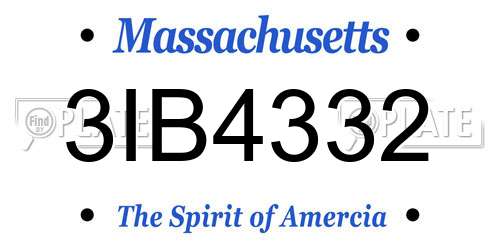 3IB4332 Massachusetts License Plate