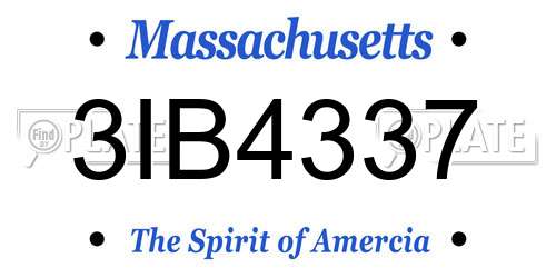 3IB4337 Massachusetts License Plate
