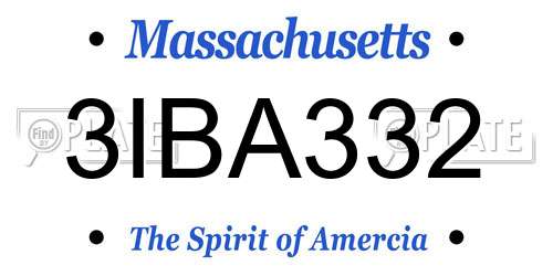 3IBA332 Massachusetts License Plate