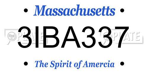 3IBA337 Massachusetts License Plate