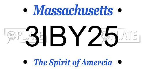 3IBY25 Massachusetts License Plate