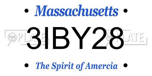 3IBY28 Massachusetts License Plate