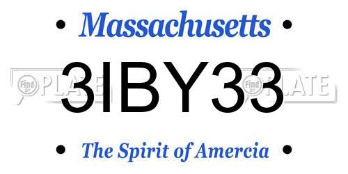 3IBY33 Massachusetts License Plate
