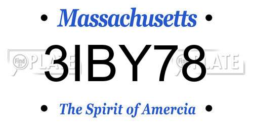 3IBY78 Massachusetts License Plate