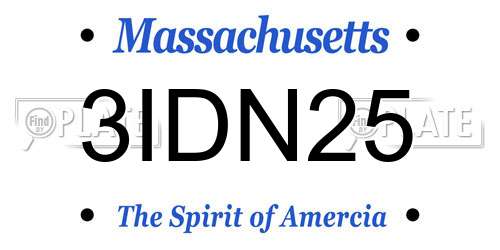 3IDN25 Massachusetts License Plate