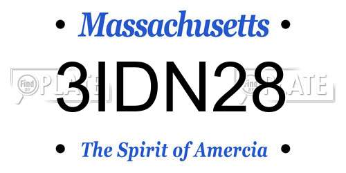 3IDN28 Massachusetts License Plate