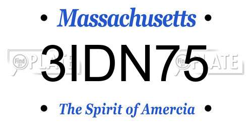 3IDN75 Massachusetts License Plate