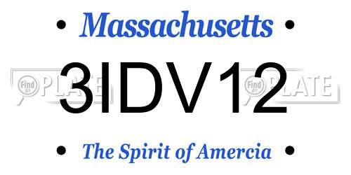 3IDV12 Massachusetts License Plate