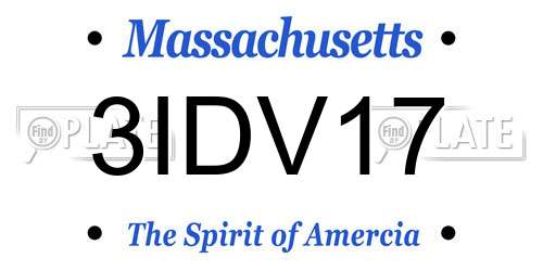 3IDV17 Massachusetts License Plate