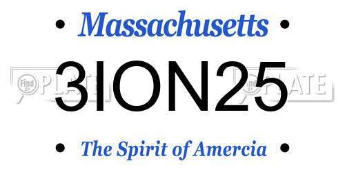 3ION25 Massachusetts License Plate
