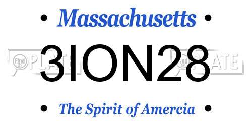 3ION28 Massachusetts License Plate