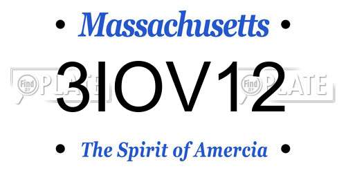 3IOV12 Massachusetts License Plate