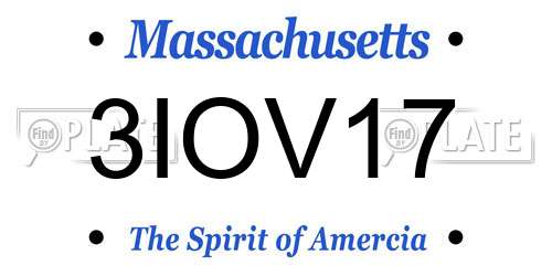 3IOV17 Massachusetts License Plate