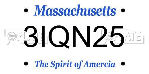 3IQN25 Massachusetts License Plate