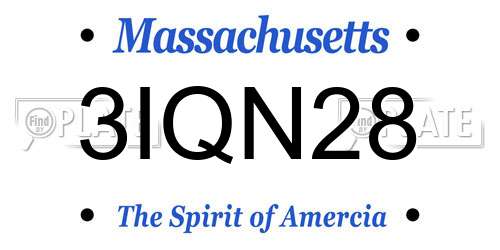 3IQN28 Massachusetts License Plate