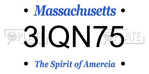 3IQN75 Massachusetts License Plate