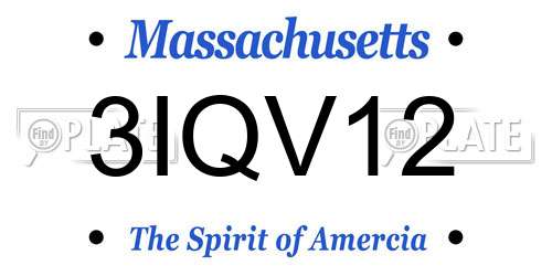 3IQV12 Massachusetts License Plate