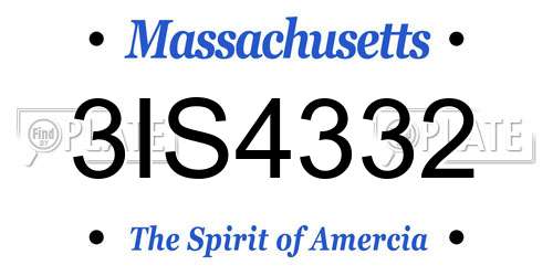 3IS4332 Massachusetts License Plate