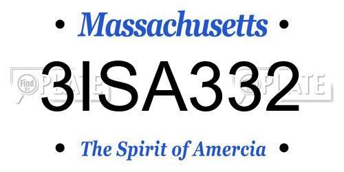3ISA332 Massachusetts License Plate