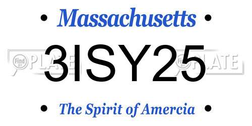 3ISY25 Massachusetts License Plate