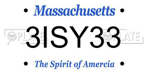 3ISY33 Massachusetts License Plate
