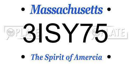 3ISY75 Massachusetts License Plate