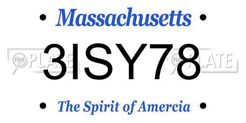 3ISY78 Massachusetts License Plate