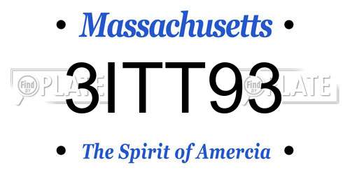 3ITT93 Massachusetts License Plate
